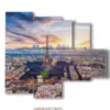 painting landscape paris seen from above by day - version: 5 pannelli 104x90cm