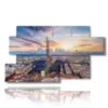 painting landscape paris seen from above by day - version: 7 pannelli 157x90cm