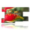 paintings on animals with two frogs sitting in a flower - version: 9 pannelli 177x101cm