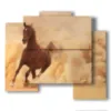 tableaux de chevaux arabes devant un nuage de sable - version: 5 pannelli 89x77cm