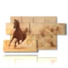 tableaux de chevaux arabes devant un nuage de sable - version: 7 pannelli 157x90cm