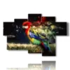 paintings on canvas parrots with magic feathers - version: 6 pannelli 136x91cm