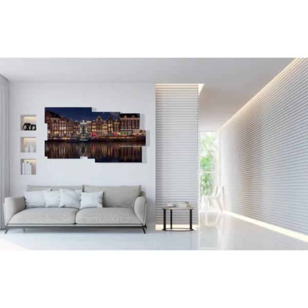 Print of Amsterdam lit up at night