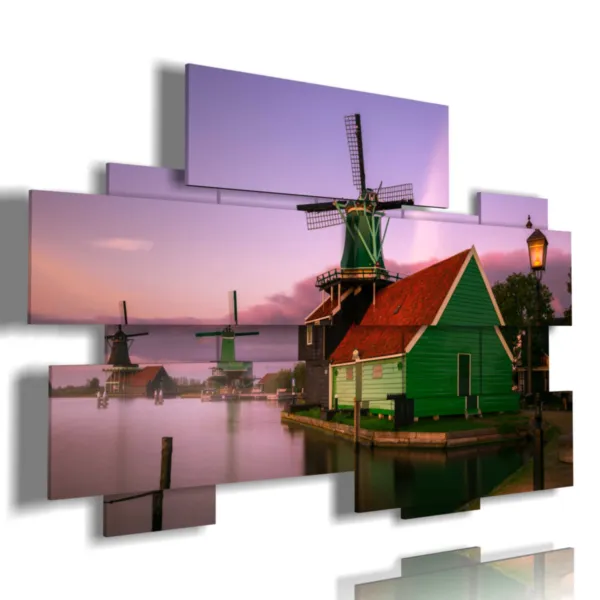 Cuadro de fotografías de molinos de viento en Ámsterdam