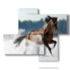 tableaux chevaux de course dans la neige - version: 4 pannelli 94x77cm
