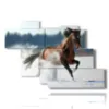 tableaux chevaux de course dans la neige - version: 7 pannelli 150x102cm