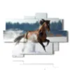 paintings racing horses in the snow - version: 9 pannelli 164x114cm