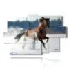 paintings racing horses in the snow - version: 9 pannelli 171x108cm