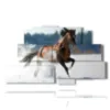 paintings racing horses in the snow - version: 9 pannelli 173x103cm