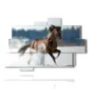 paintings racing horses in the snow - version: 10 pannelli 173x114cm