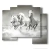 painting horses on the beach playing in the water - version: 5 pannelli 89x77cm