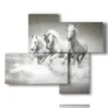 painting horses on the beach playing in the water - version: 4 pannelli 94x77cm