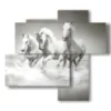 painting horses on the beach playing in the water - version: 4 pannelli 94x85cm