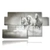 painting horses on the beach playing in the water - version: 7 pannelli 157x90cm