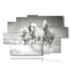 painting horses on the beach playing in the water - version: 9 pannelli 171x108cm