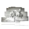 painting horses on the beach playing in the water - version: 9 pannelli 173x103cm