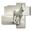 white horse paintings on white - version: 4 pannelli 94x85cm