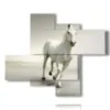 tableaux de chevaux blancs sur blanc - version: 4 pannelli 117x97cm