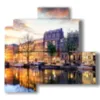 quadro con foto di amsterdam citta verso sera - version: 4 pannelli 83x78cm