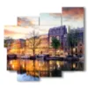 painting with photos of amsterdam city in the evening - version: 5 pannelli 106x98cm