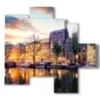 bild mit fotos der stadt amsterdam am abend - version: 5 pannelli 110x105cm
