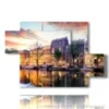 painting with photos of amsterdam city in the evening - version: 5 pannelli 128x85cm