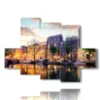 caja con fotos de la ciudad de amsterdam por la noche - version: 6 pannelli 135x96cm
