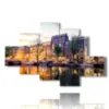 caja con fotos de la ciudad de amsterdam por la noche - version: 6 pannelli 146x94cm