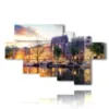 painting with photos of amsterdam city in the evening - version: 7 pannelli 173x106cm