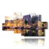bild mit fotos der stadt amsterdam am abend - version: 8 pannelli 184x97cm