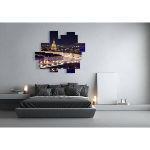 quadri con foto di Torino vista dall'alto illuminata di notte
