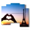 painting with photos romantic paris at heart - version: 5 pannelli 89x77cm