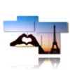quadro con foto parigi romantica a cuore - version: 7 pannelli 175x105cm