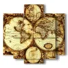 tableau vintage globe - version: 5 pannelli 89x85cm
