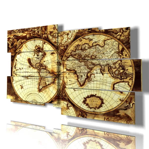 Cuadros, mappamundo, decoración.