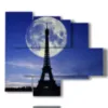 tableau avec photos paris tour eiffel embrassee par la lune - version: 5 pannelli 104x90cm