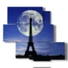 tableau avec photos paris tour eiffel embrassee par la lune - version: 5 pannelli 104x92cm