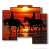 cuadro de lienzo de caballos en un romantico paseo al atardecer - version: 5 pannelli 89x77cm