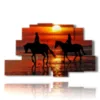 tableau tableaux chevaux en promenade romantique au coucher du soleil - version: 9 pannelli 173x103cm