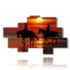 painting canvas horses on a romantic walk at sunset - version: 8 pannelli 185x113cm