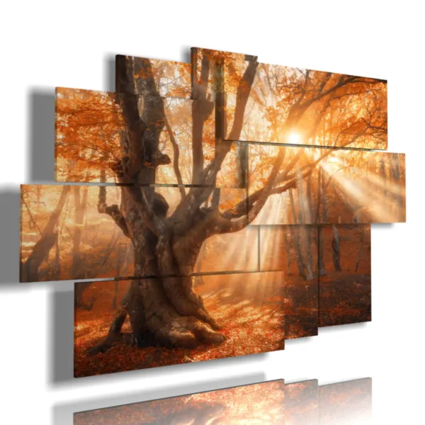 paintings of trees at an extraordinary sunset