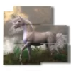 quadro cavallo 3d come nelle favole - version: 5 pannelli 102x93cm