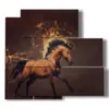 caja fantastica con un cuadro de un caballo de pelo de fuego - version: 5 pannelli 102x93cm