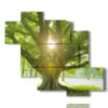 paintings with tree with the sun between the branches - version: 6 pannelli 127x110cm