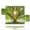 paintings with tree with the sun between the branches - version: 5 pannelli 128x85cm