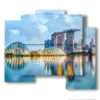 fotos von singapur in bild spiegelung am meer - version: 5 pannelli 89x77cm
