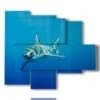 painting with shark painted fish coming soon - version: 5 pannelli 104x90cm