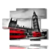 tableau avec photo london bus rouge - version: 6 pannelli 129x94cm