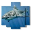 paintings shark in the deep blue - version: 5 pannelli 89x85cm