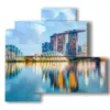 photos de singapour en tableau reflete sur la mer - version: 4 pannelli 83x78cm